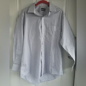 Club Room Men's Light Blue & White Striped Long Sleeve Dress Shirt Size Large 16